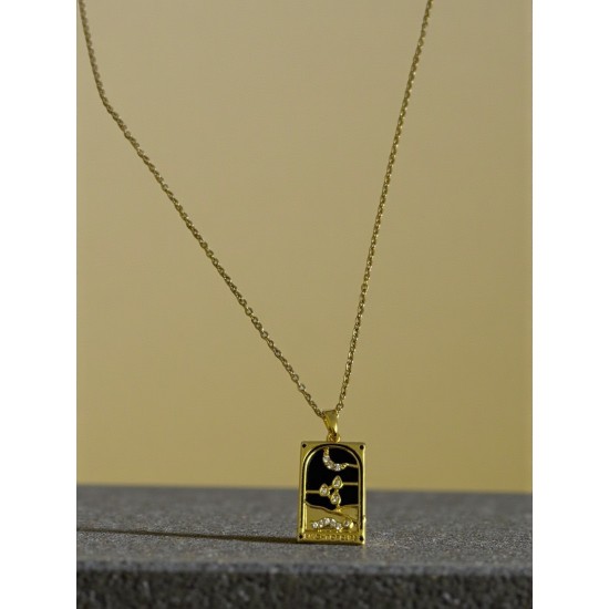 GOLD RENK TAROT BURÇ MODEL ÇELİK KOLYE