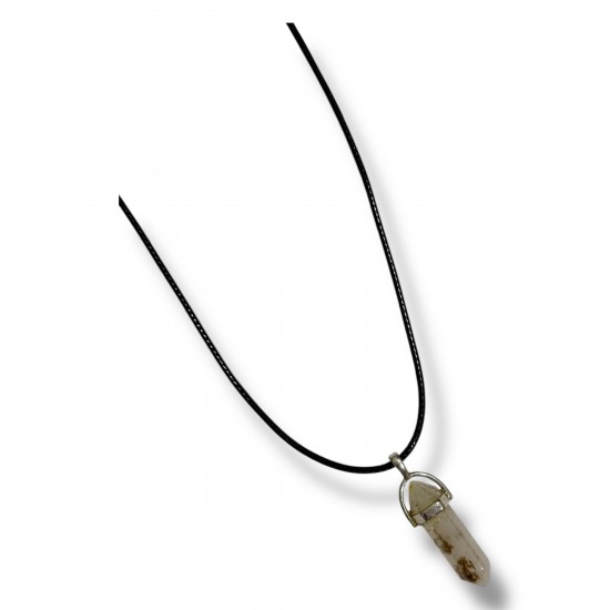 YEŞİL FLORİT PANDÜL ÇİVİ MODEL DERİ KORDON KOLYE