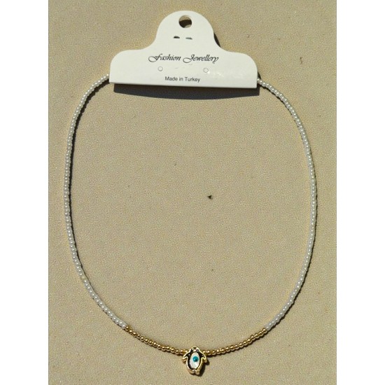 BEYAZ RENK ORTASI PENGUEN MODEL ÇELİK TELLİ KUM KOLYE