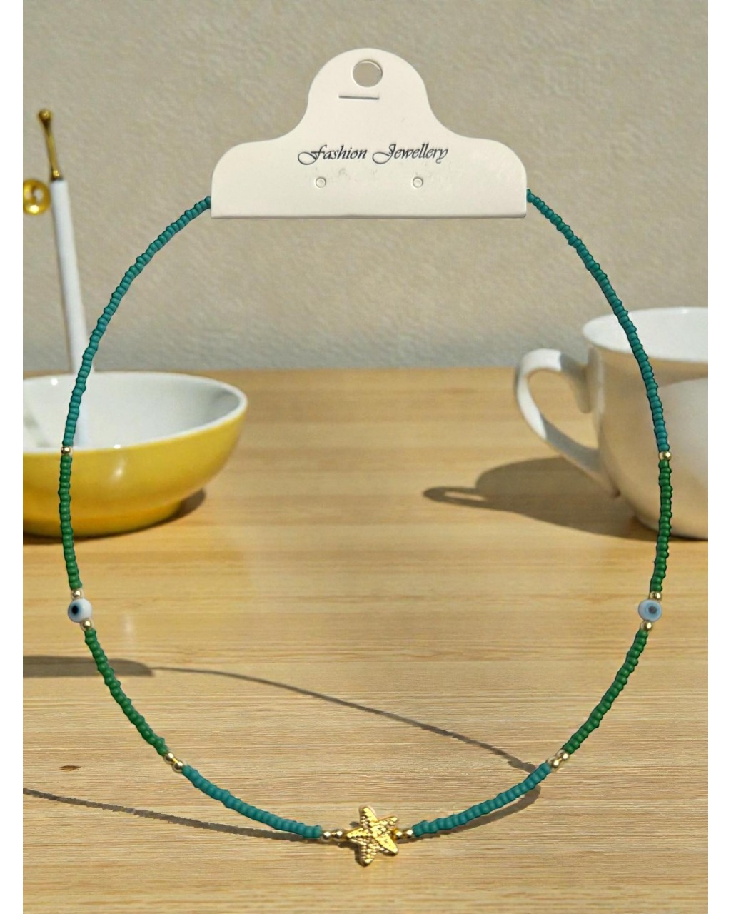 ALTIN KAPLAMA YILDIZ FİGÜRLÜ ÇELİK TELLİ KUM KOLYE