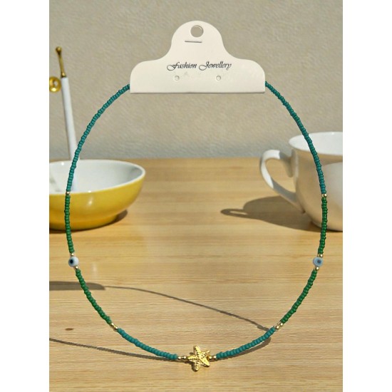 ALTIN KAPLAMA YILDIZ FİGÜRLÜ ÇELİK TELLİ KUM KOLYE