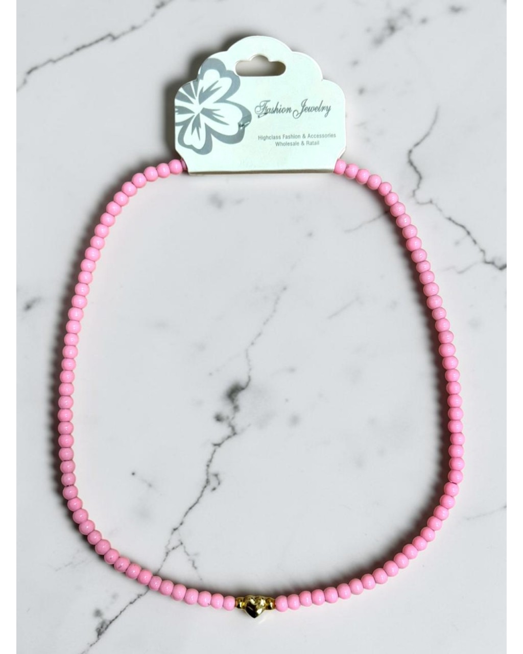 KALPLİ MODEL KAPLAMALI PEMBE BONCUK ÇITIR KOLYE