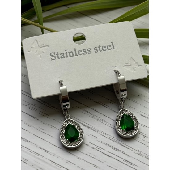 YEŞİL DAMLA MODEL ÇELİK KÜPE