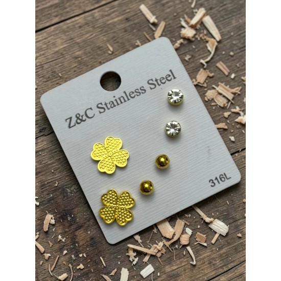 YONCA DESENLİ ÇELİK ÇOKLU KÜPE