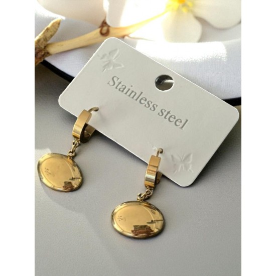 GOLD RENK OVAL MODEL ÇELİK KÜPE