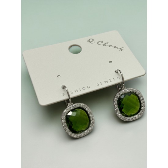 YEŞİL TAŞLI ÇELİK KÜPE