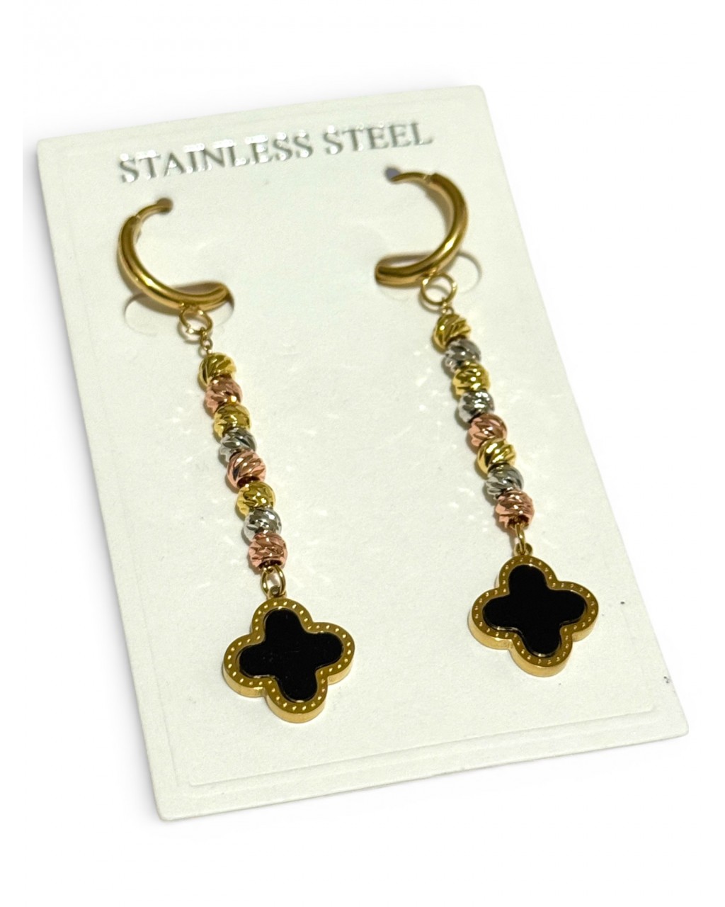 DORİKALI SİYAH YONCA ÇELİK KÜPE