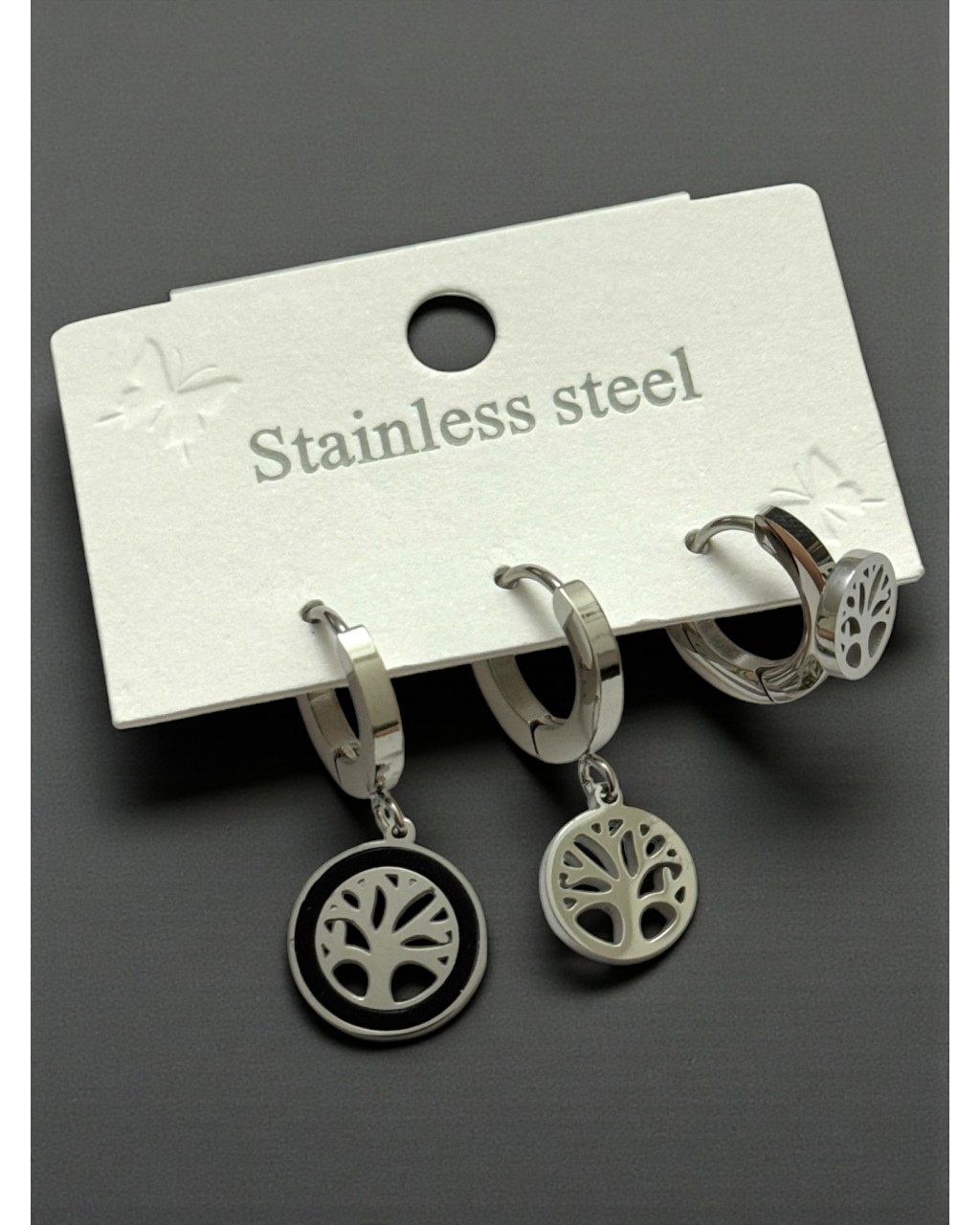 HAYAT AĞACI MODEL ÇELİK ÜÇLÜ KÜPE