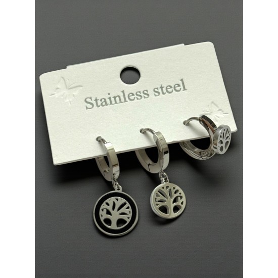 HAYAT AĞACI MODEL ÇELİK ÜÇLÜ KÜPE