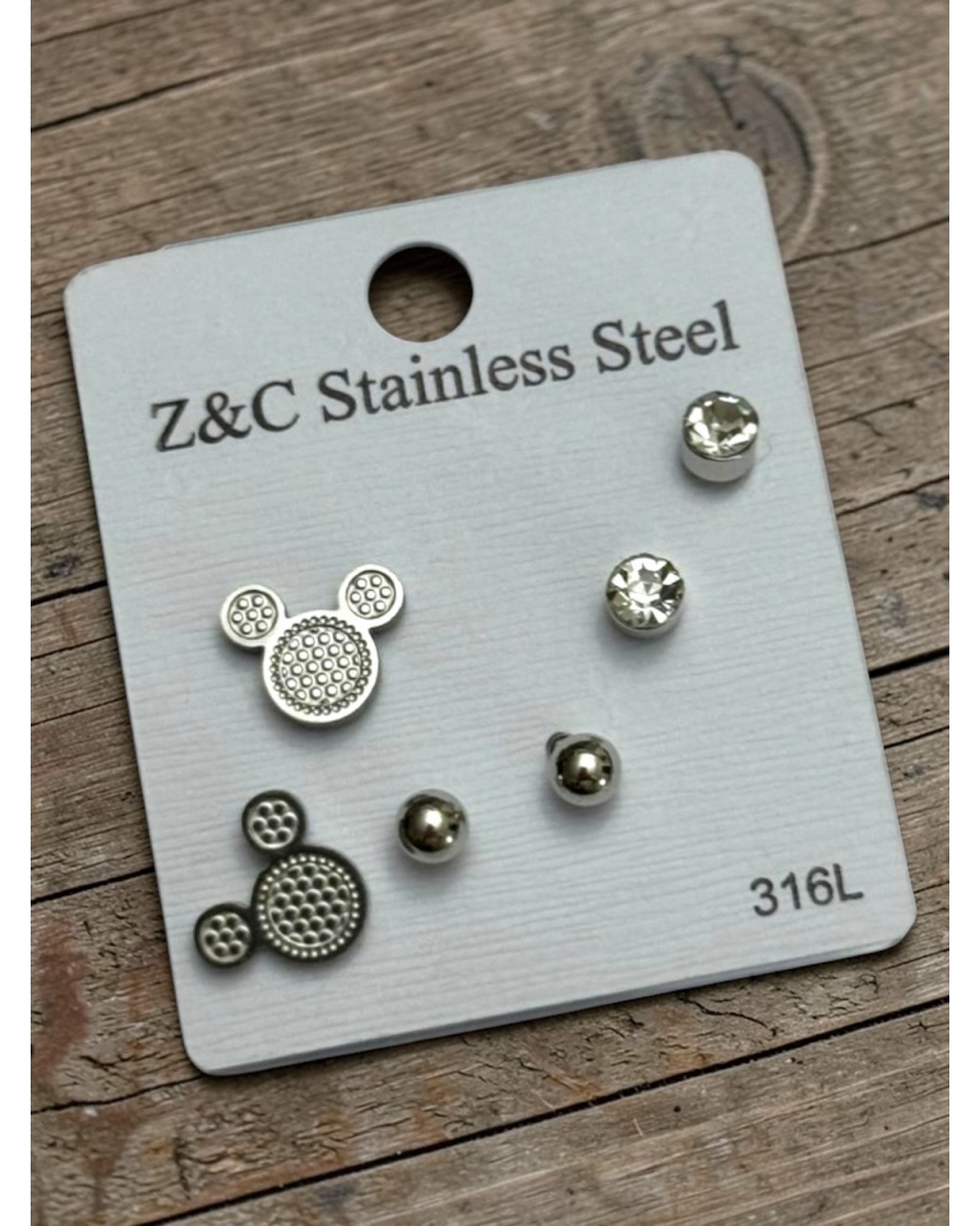 GÜMÜŞ RENK MİKİ MODEL ÇELİK ÇOKLU KÜPE