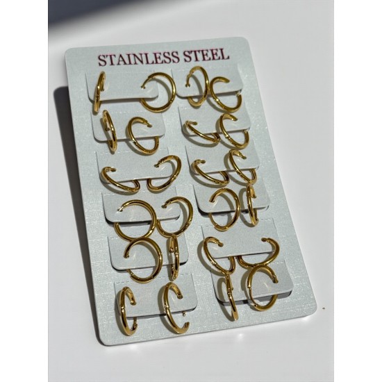 12 ÇİFT ÇELİK KÜÇÜK BOY HALKA KÜPE