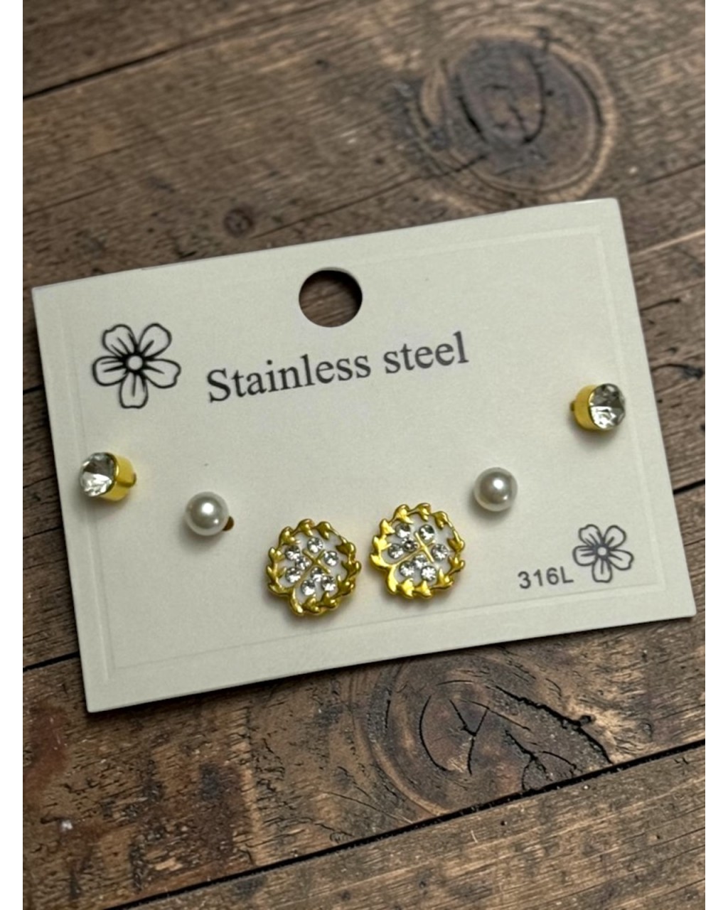 SARI ÇİÇEKLİ MODEL ÇELİK ÇOKLU KÜPE