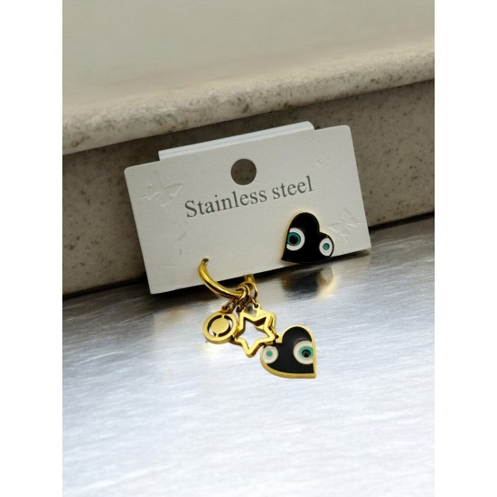 MİNELİ KALP FİGÜRLÜ ÇELİK KÜPE