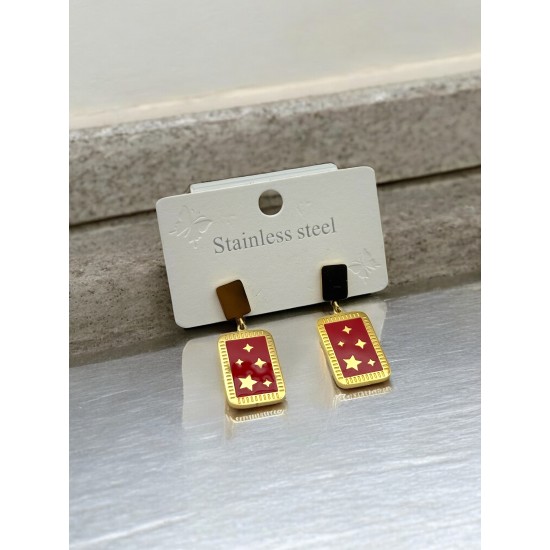 YILDIZ MODEL DİKDÖRTGEN CERRAHİ ÇELİK KÜPE