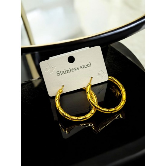 DESENLİ HALKA MODEL CERRAHİ ÇELİK KÜPE