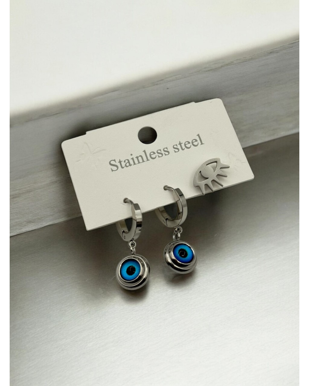 NAZARLI MODEL ÜÇLÜ CERRAHİ ÇELİK KÜPE