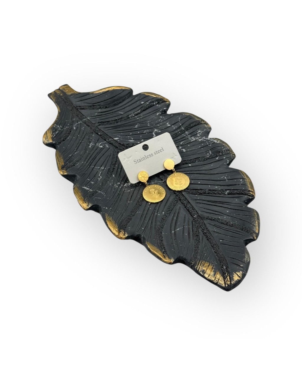 GOLD RENK SALLANTILI LİRA MODEL ÇELİK KÜPE