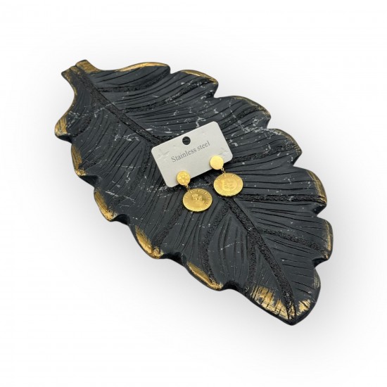 GOLD RENK SALLANTILI LİRA MODEL ÇELİK KÜPE