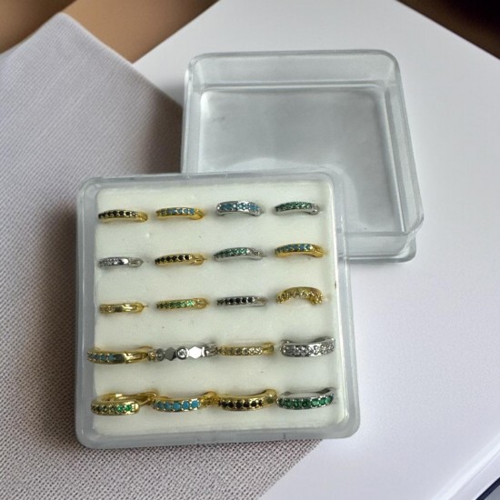 20 Lİ ZİRKON TAŞLI HALKA ÇELİK PİERCİNG