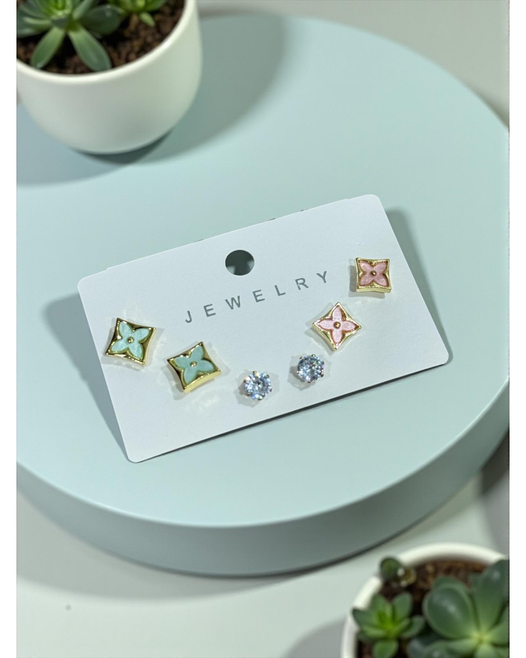 TURKUAZ VE PEMBE YONCA MODEL 3LÜ KÜPE