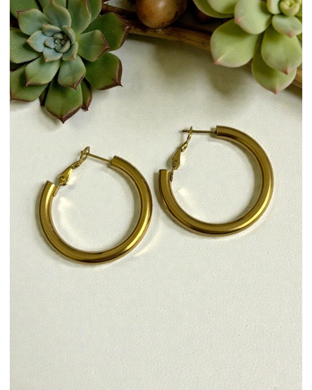 GOLD RENK HALKA ÇELİK KÜPE