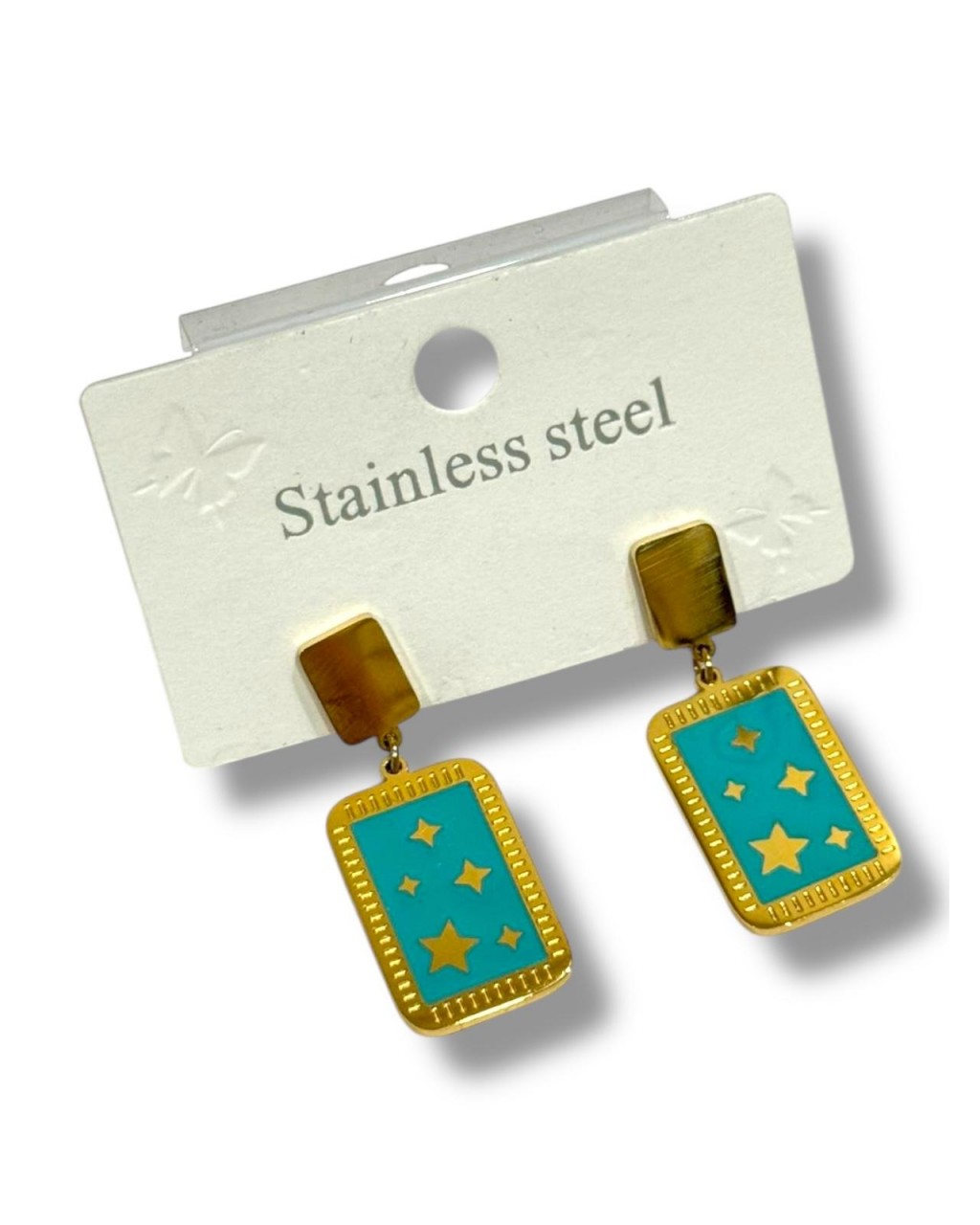 DİKDÖRTGEN MAVİ ÇELİK KÜPE