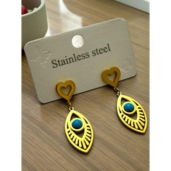 GOLD RENK KALPLİ YASSI KİRPİK GÖZ MODEL ÇELİK KÜPE