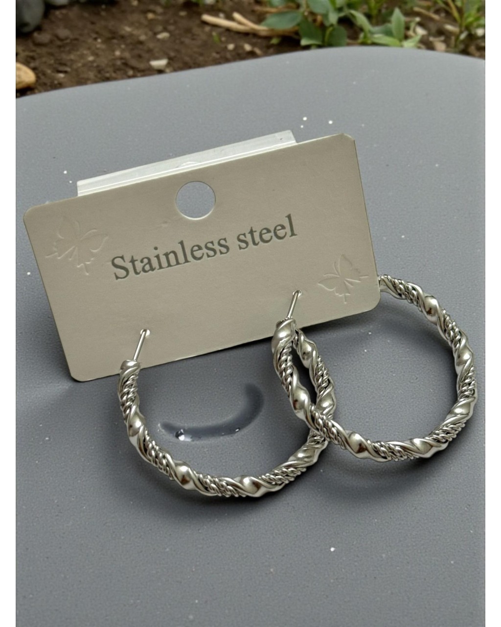 SİLVER RENK DOLAMA BURGU MODEL HALKA ÇELİK KÜPE