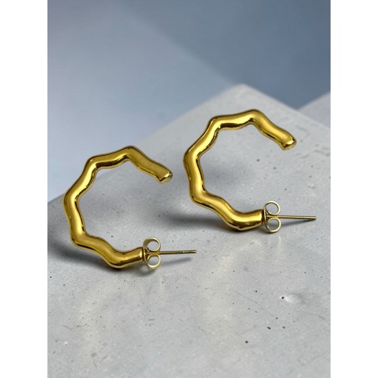 GOLD RENK YARIM KENARLI KÜPE