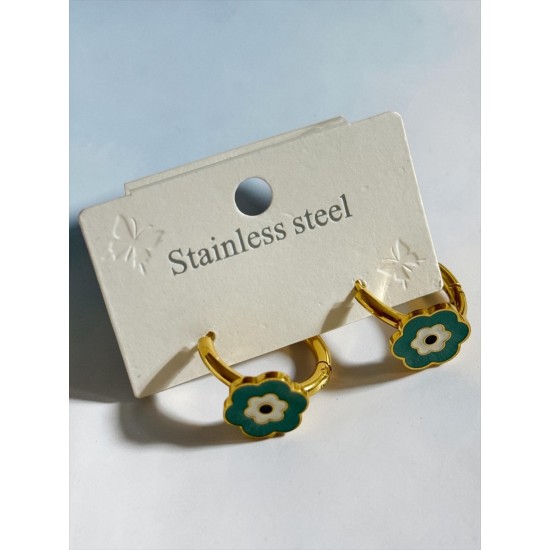 GOLD RENK ÇİÇEK MODEL ÇELİK KÜPE