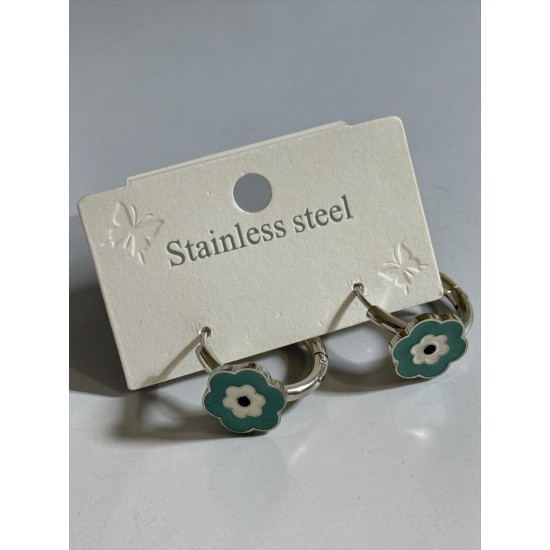 SİLVER RENK ÇİÇEK MODEL ÇELİK KÜPE