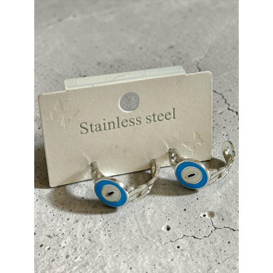 SİLVER RENK DÜĞÜM MODEL MAVİLİ ÇELİK KÜPE