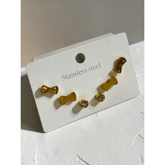 GOLD RENK FİYONK MODEL ÇOKLU KÜPE