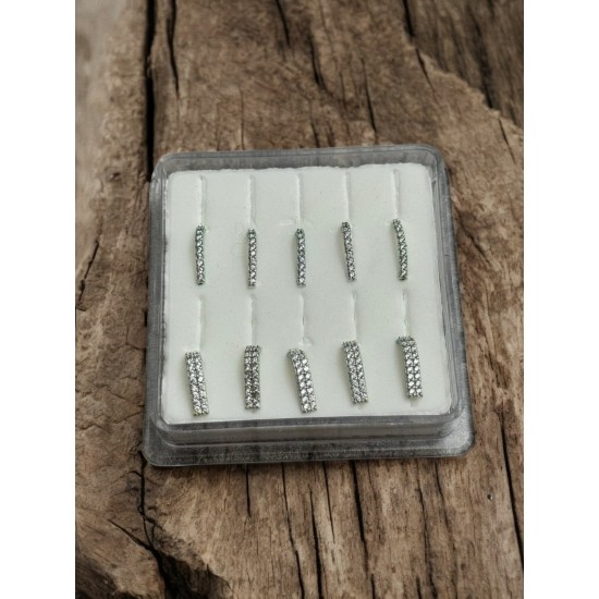 10 LU ZİRKON TAŞLI GEÇMELİ ÇELİK HIZMA PİERCİNG