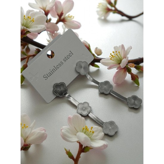 SİLVER RENK İTALYAN ZİNCİR 3SIRA YONCA ÇELİK KÜPE SİLVER RENK İTALYAN ZİNCİR 3SIRA YONCA ÇELİK KÜPE