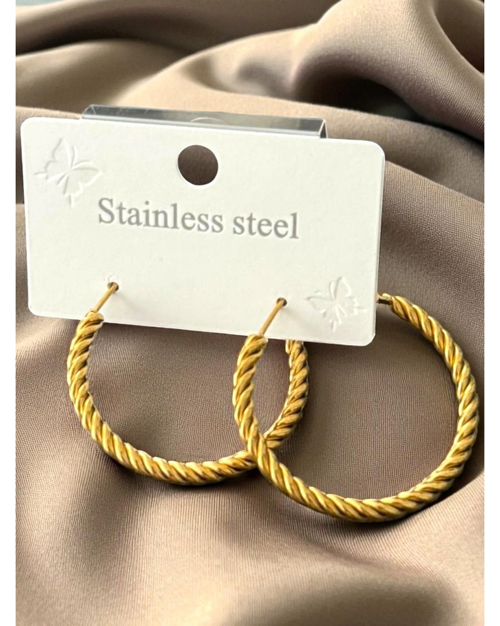 GOLD RENK SARMAL HALKA MODEL ÇELİK KÜPE