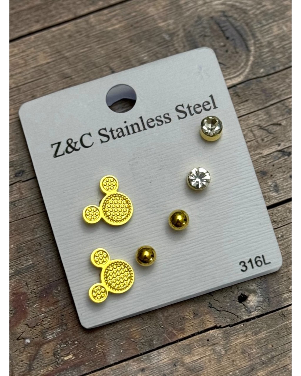 MİKİ MODEL DESENLİ ÇELİK ÇOKLU KÜPE