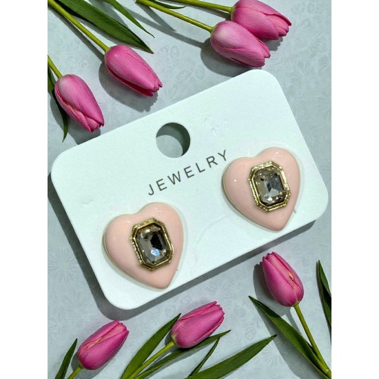 PEMBE KALP MODELLİ KÜPE