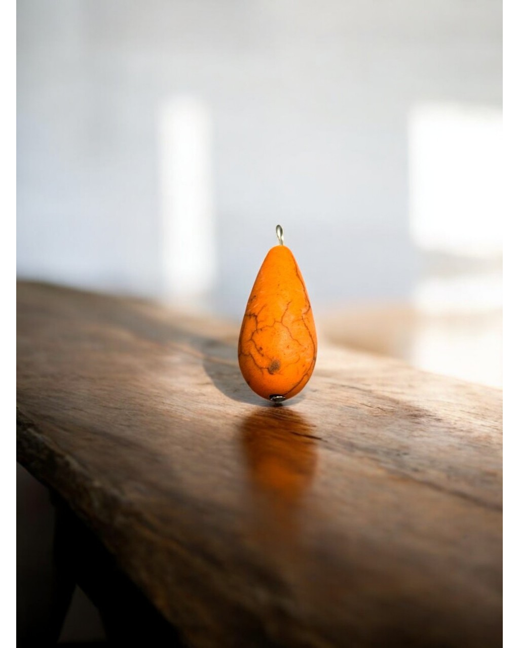 TURUNCU DAMLA MODEL TAŞ KOLYE VE KÜPE UCU