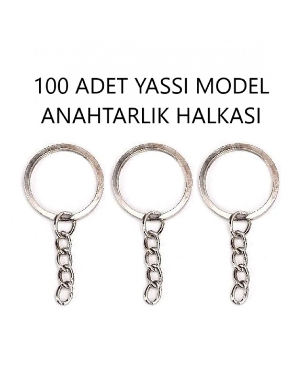 100 ADET YASSI MODEL 25 MM ANAHTARLIK HALKASI